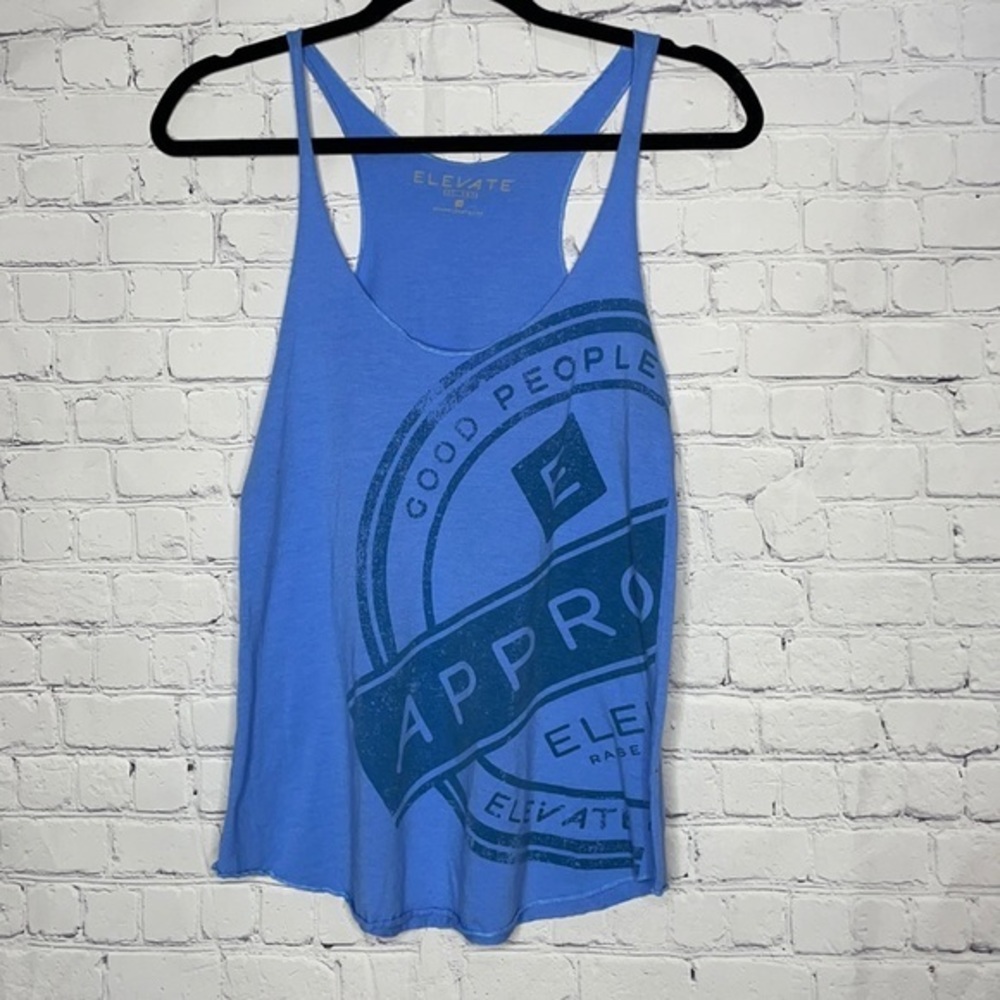 Elevate Brand Blue Flowy “Good People Approved” Racerback Tank
